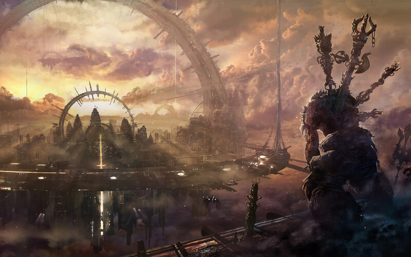 Giant Statue Overlooking City
