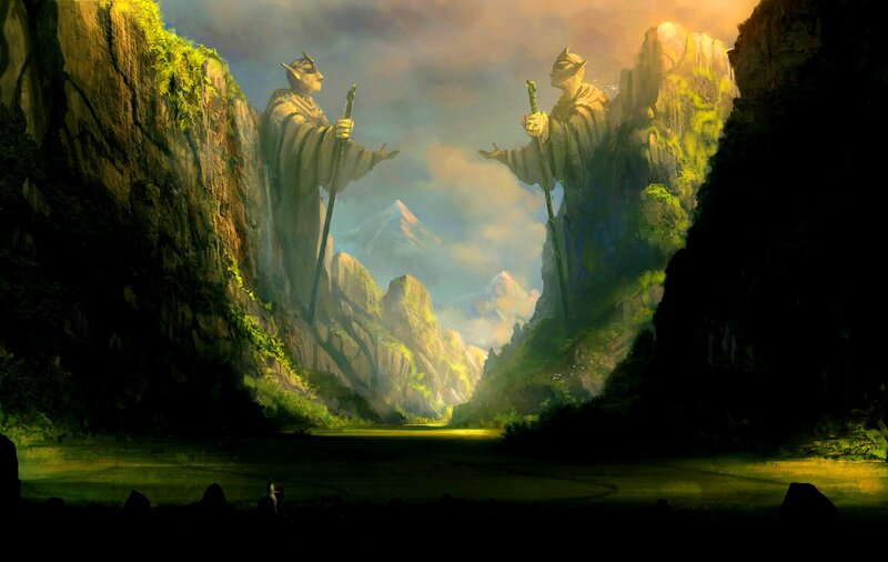 Giant Statues in Canyon — Green