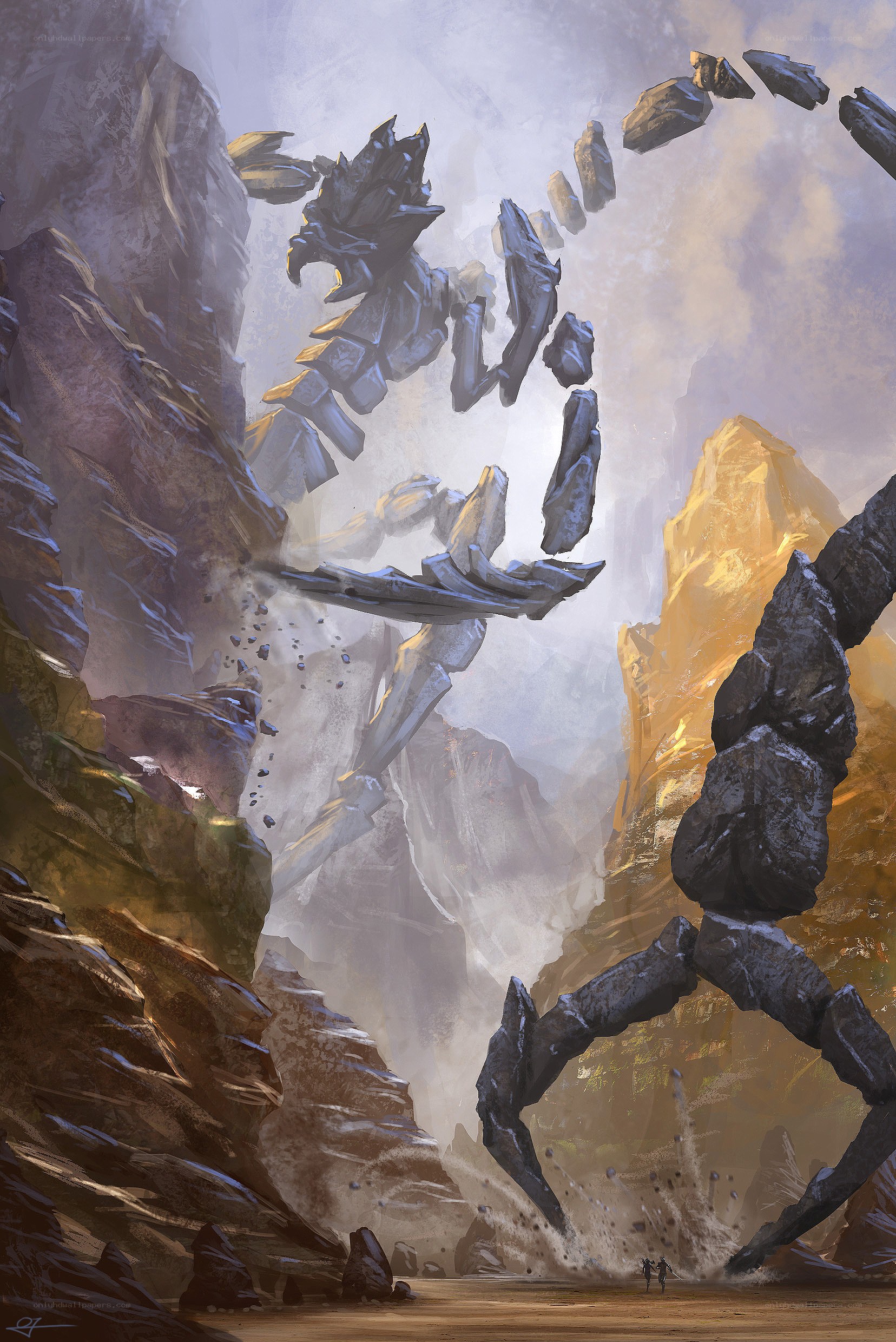 Giant stone creature in canyon
