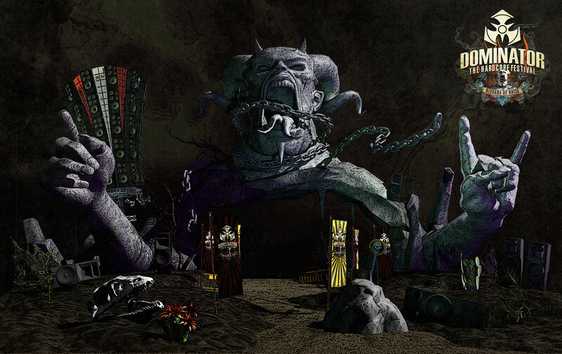 Giant Stone Demon Statue