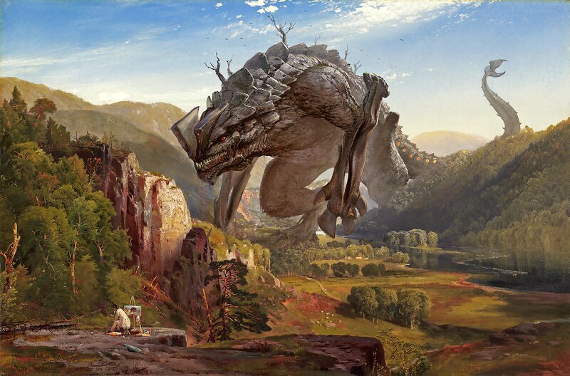 Giant Stone Dragon — Blue