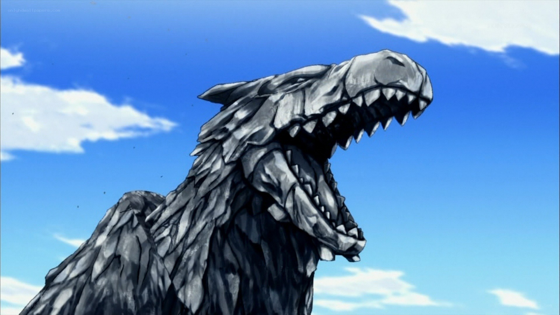 giant stone dragon roaring