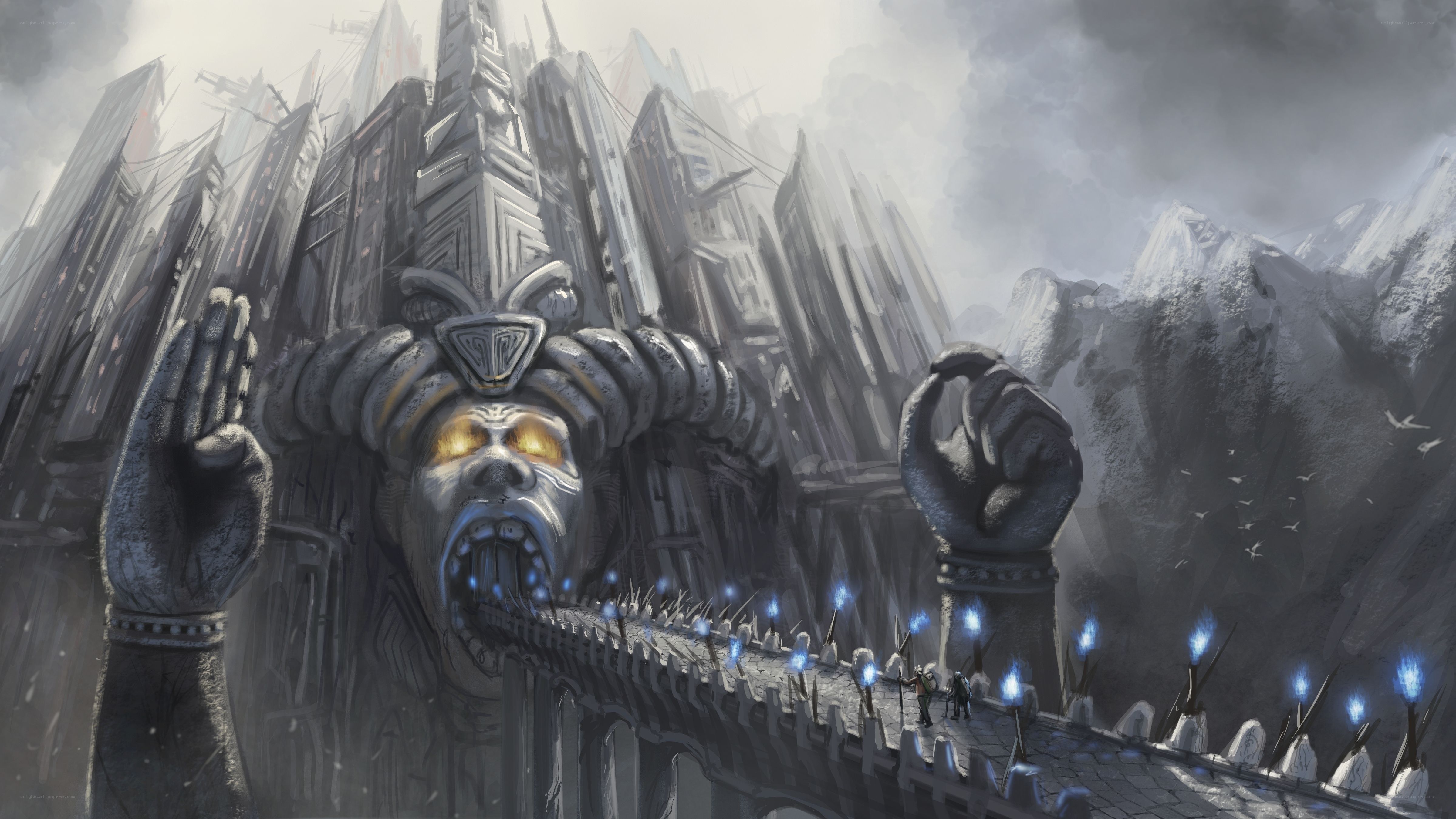 giant stone face fortress