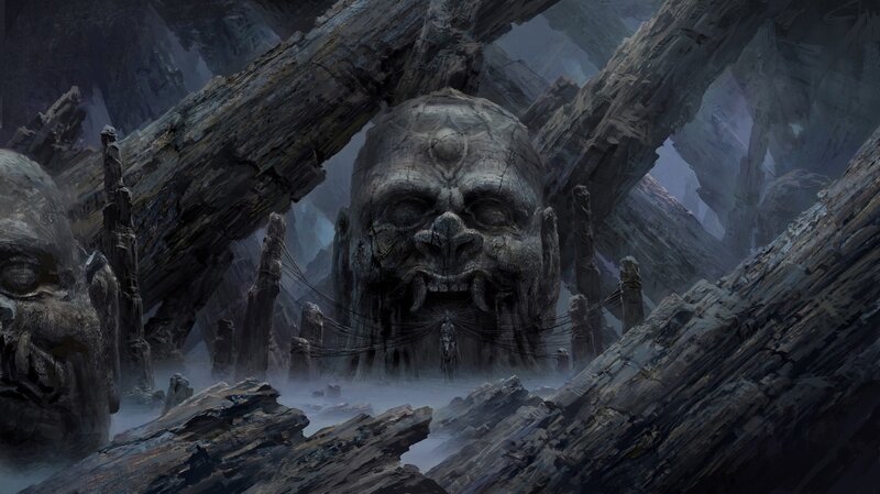 Giant Stone Face Sculpture — Gray