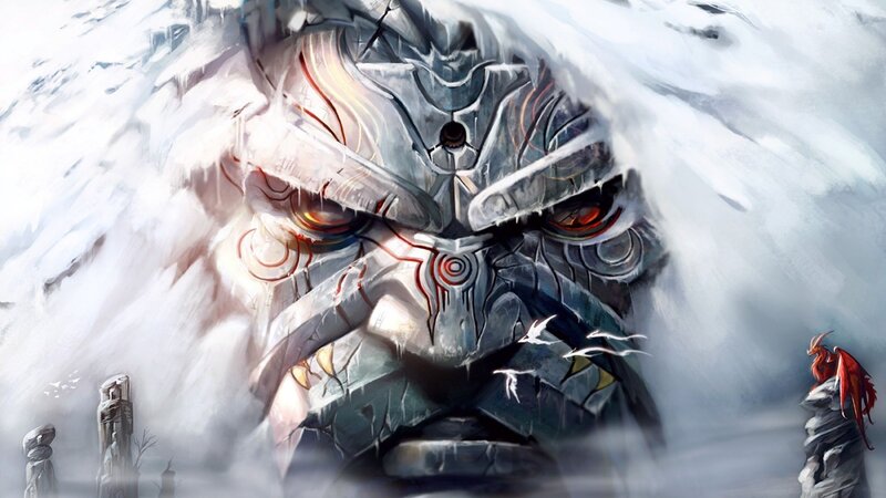 Giant Stone Face — White, Dramatic