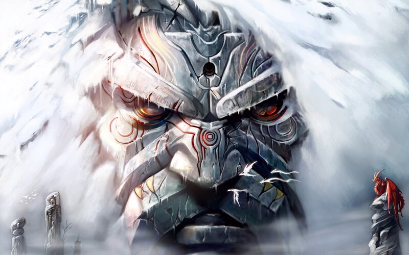 Giant Stone Face — White