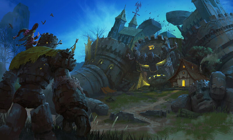 Giant Stone Golem — Blue, Dramatic