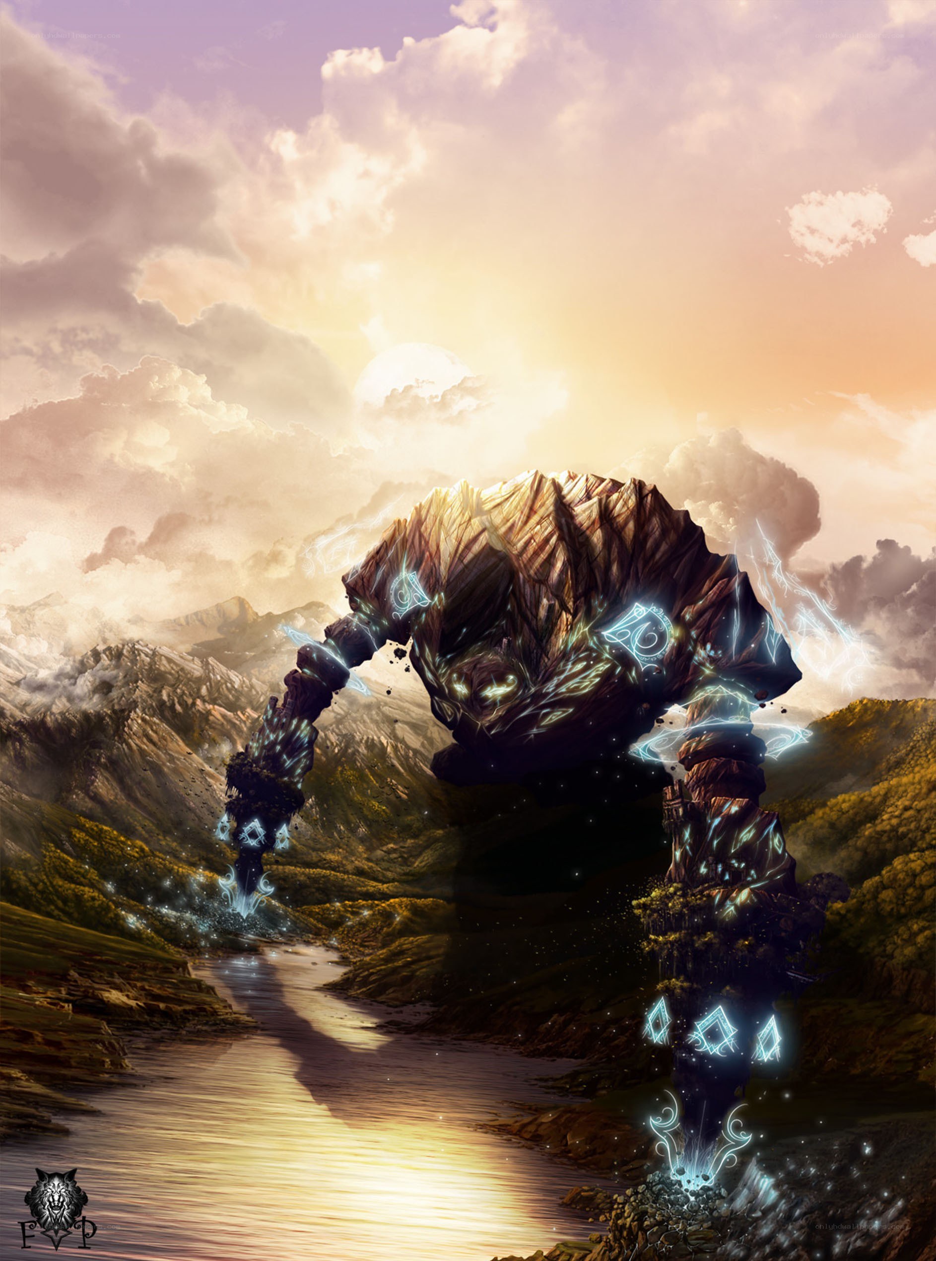 Giant stone golem in a valley
