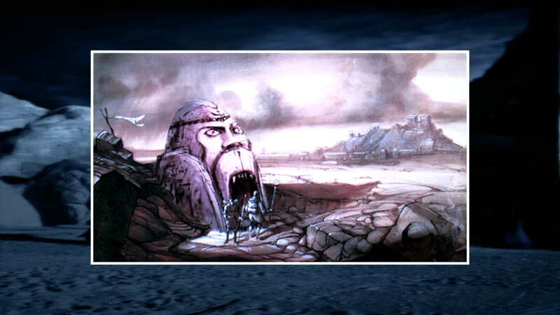 Giant Stone Head Sculpture — Purple