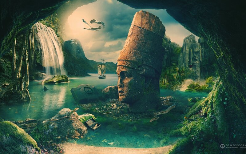 Giant Stone Head Statue