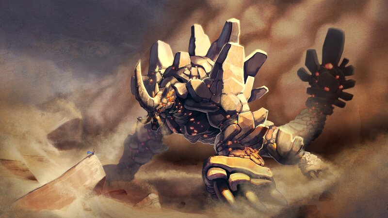 Giant Stone Monster — Brown, Dramatic, Digital Art, Dust Storm