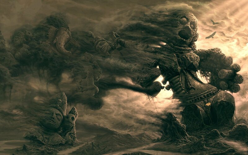 Giant Stone Monster — Brown, Dramatic, Digital Art
