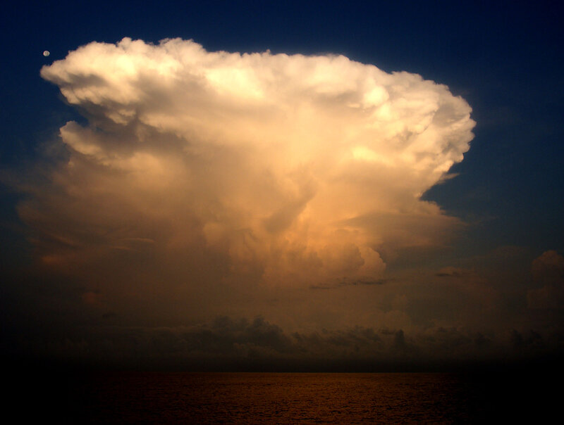 Giant storm cloud over ocean
