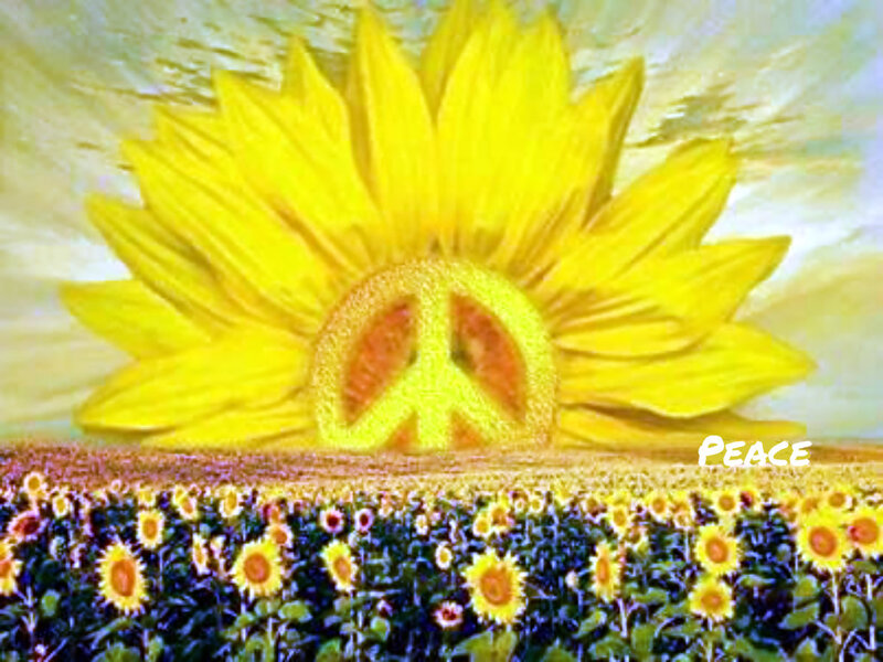 Giant Sunflower with Peace Symbol