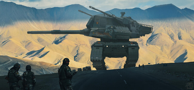 Giant Tank on Mountain Road