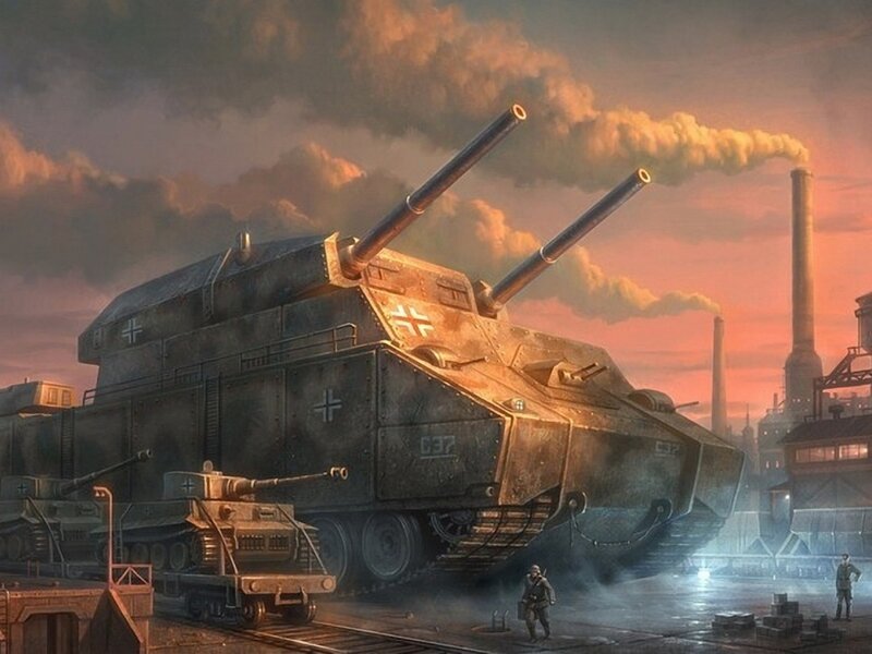 Giant Tank with Dual Cannons — Orange