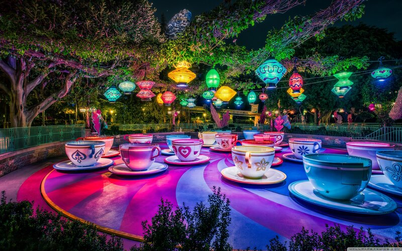 Giant Teacups at Night