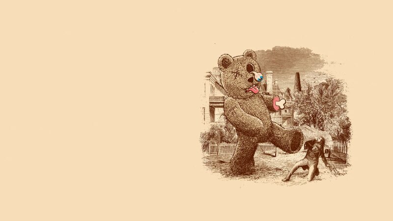 Giant Teddy Bear Attacking Man