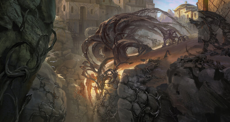 Giant Tentacled Creature — Brown, Dramatic