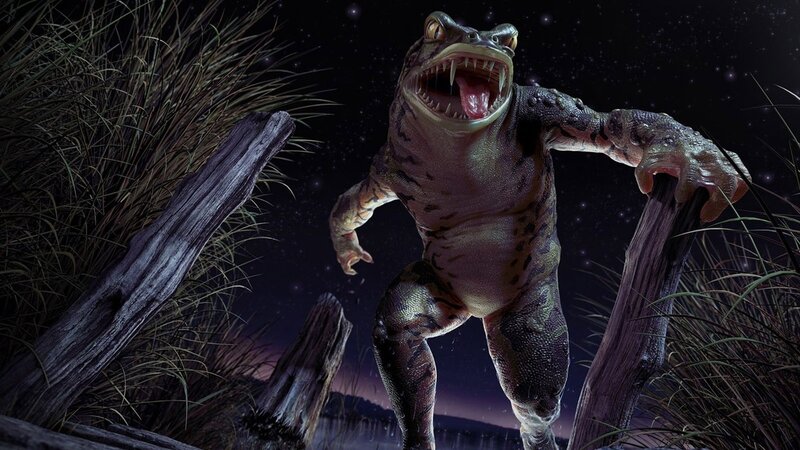 giant toad creature at night