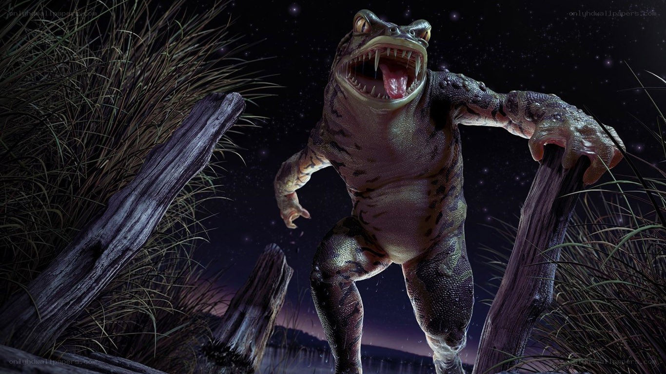 giant toad creature at night