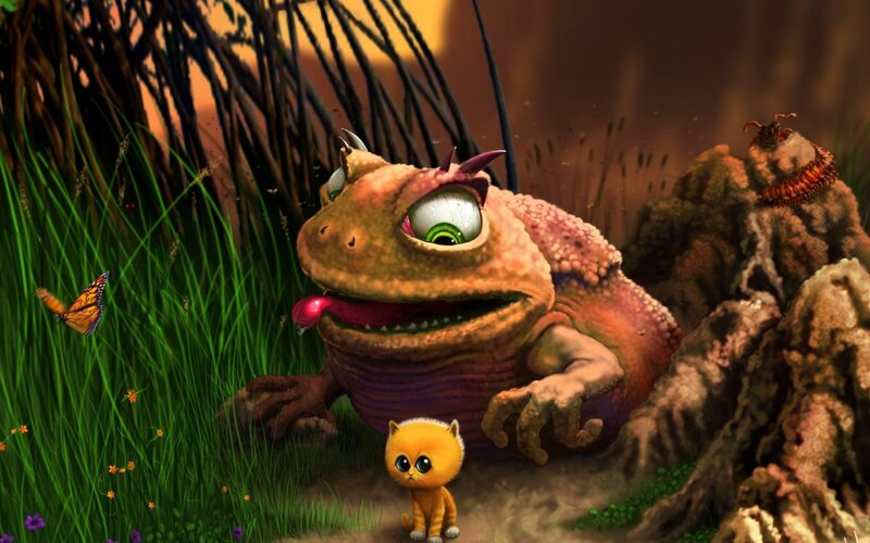 Giant Toad with Kitten