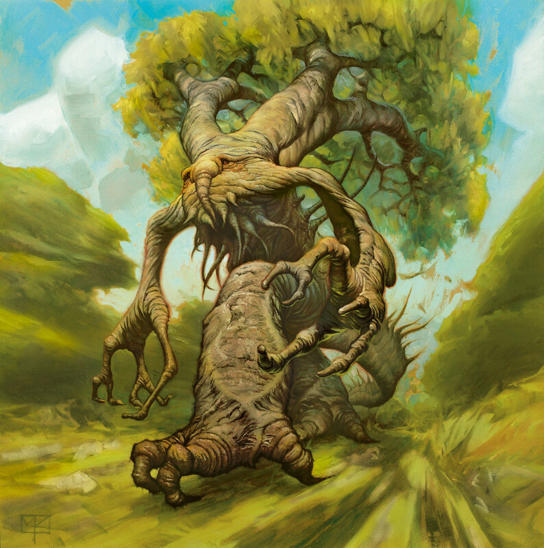 Giant tree creature attacks
