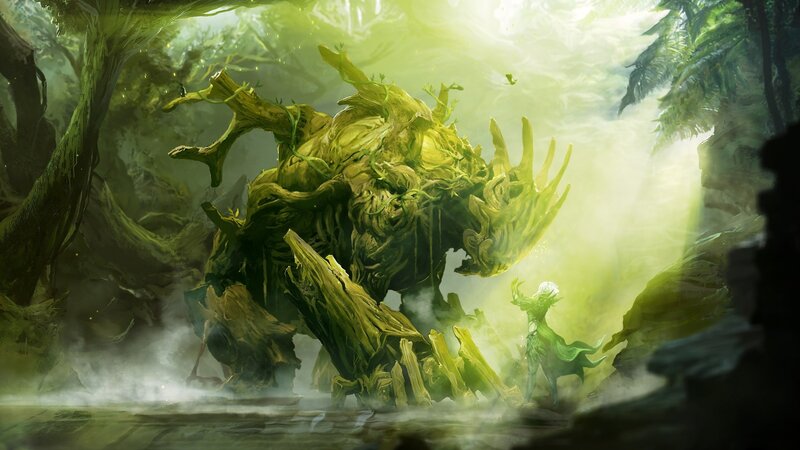 Giant Tree Creature — Green, Dramatic, Digital Art, Forest, Figure