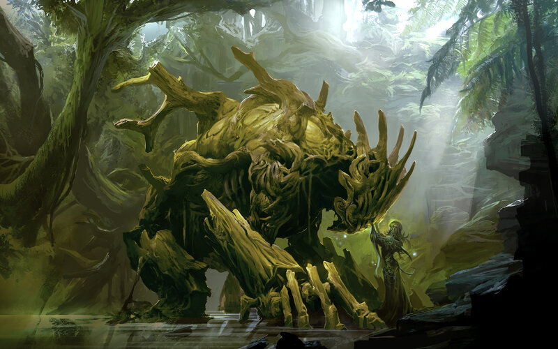 Giant Tree Creature — Green, Dramatic, Morning