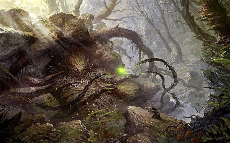 Giant Tree Creature — Green, Mysterious, Morning