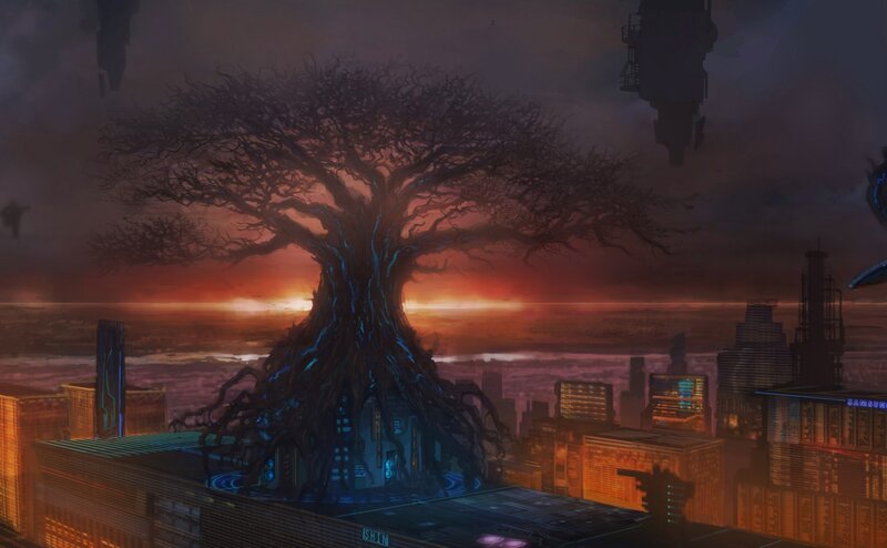 Giant Tree in City