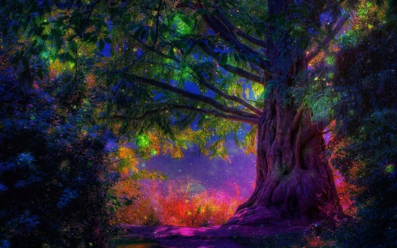 Giant Tree in Forest — Purple, Magical