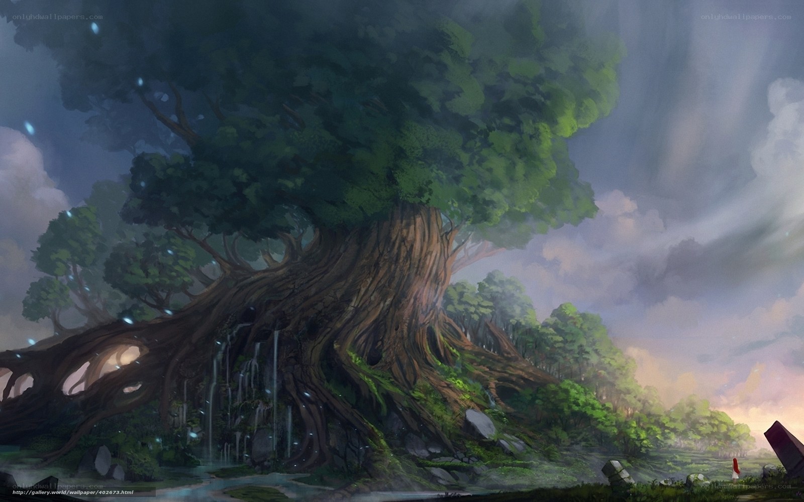 Giant tree in mystical forest