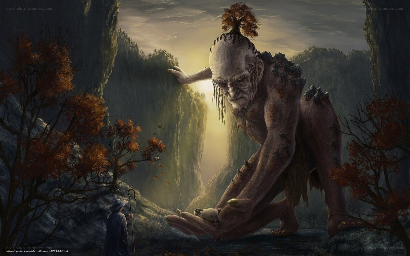 Giant tree-man in a canyon