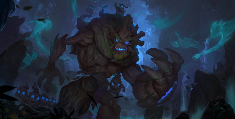Giant Tree Monster — Green, Dark, Ominous, Night