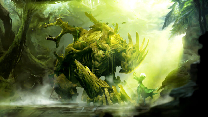 Giant Tree Monster — Green, Dramatic, Digital Art