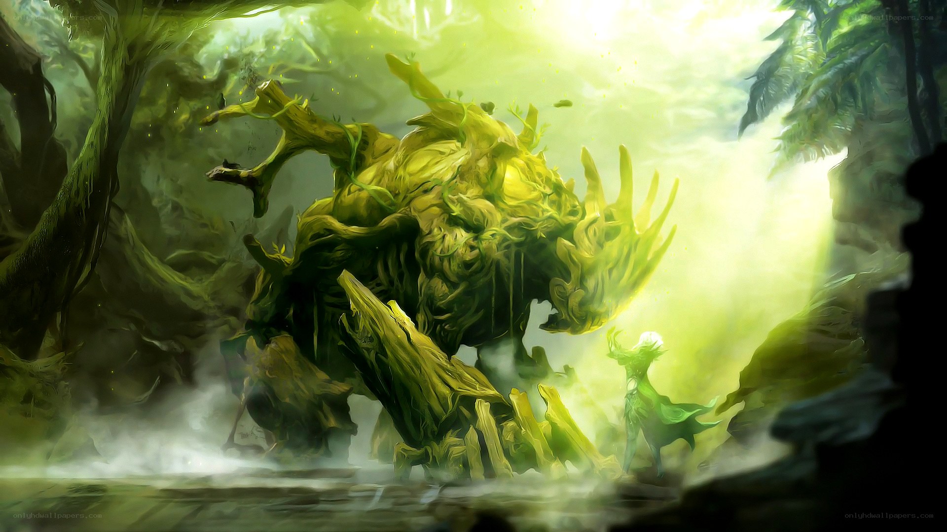 Giant tree monster in forest