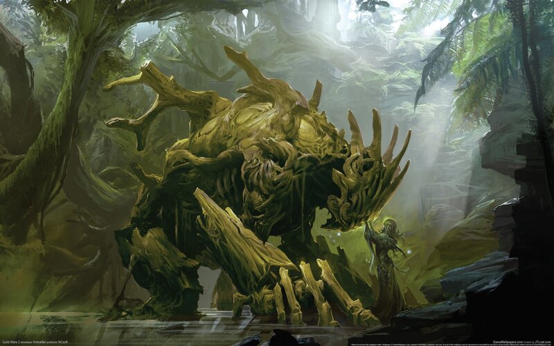 Giant tree monster in forest