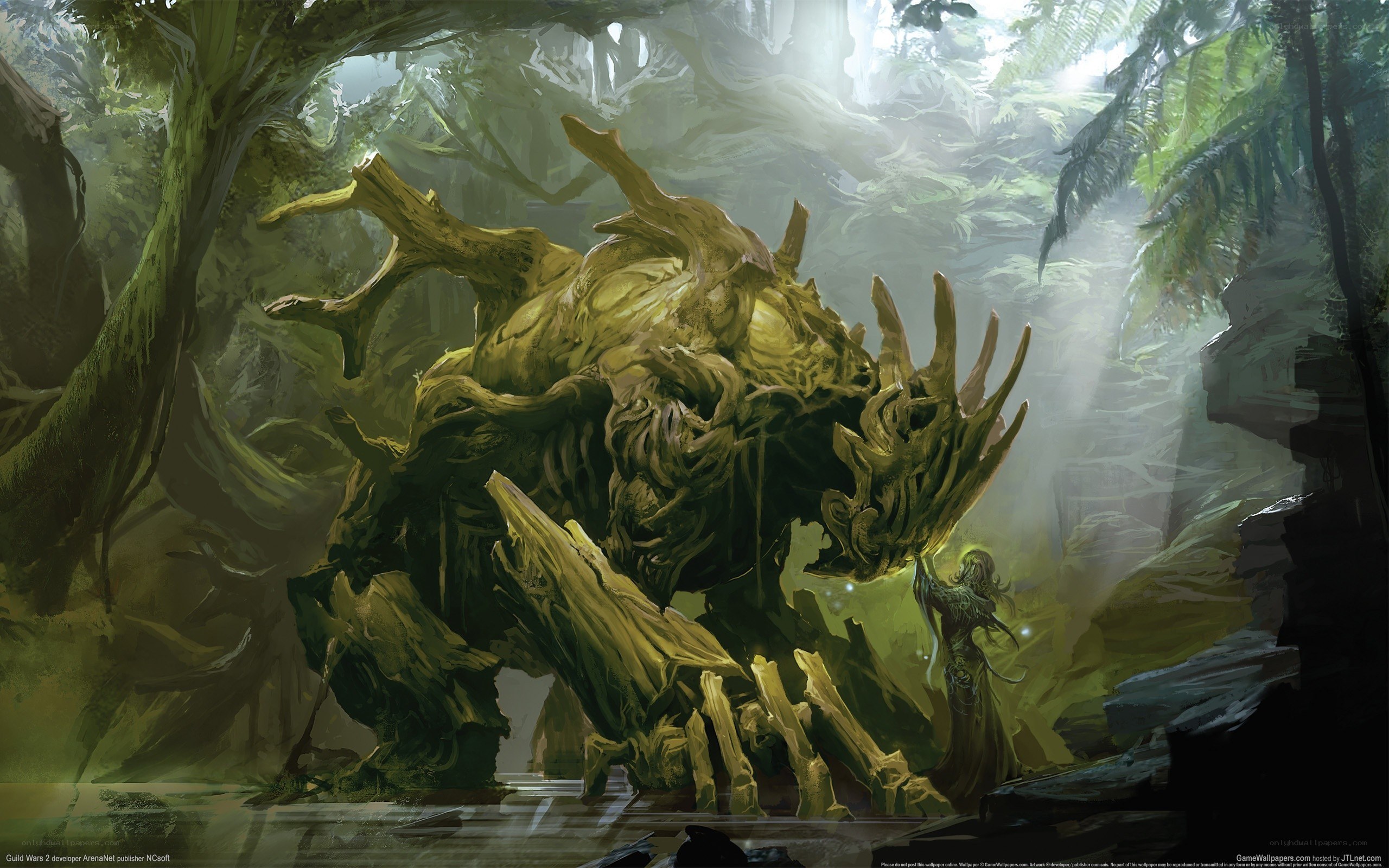 Giant tree monster in forest