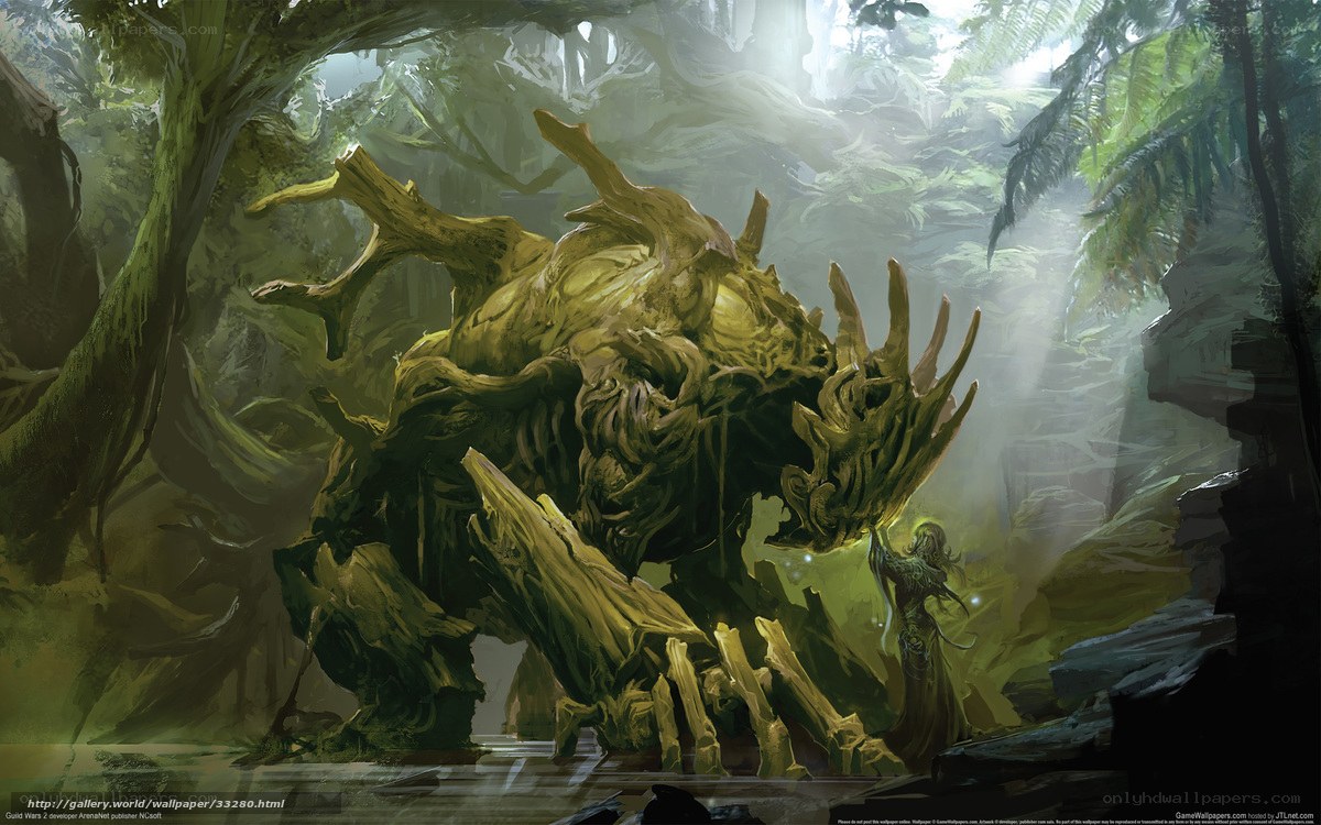 Giant tree monster in forest