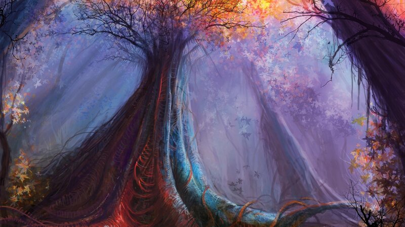 Giant Tree Roots in Forest