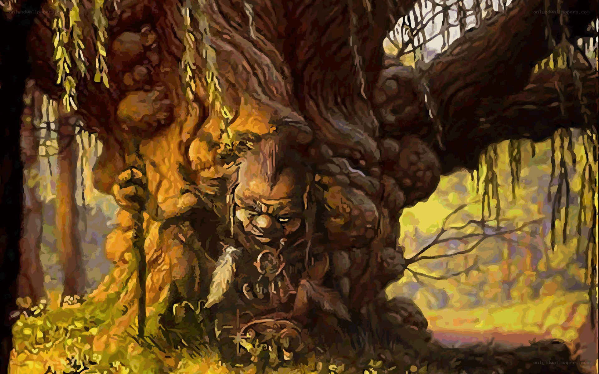Giant tree spirit in forest