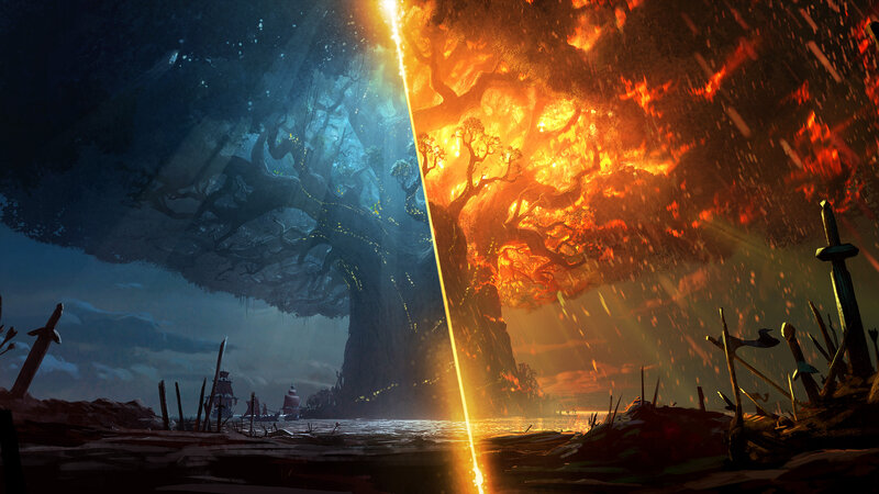 Giant Tree Split by Light