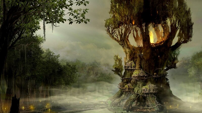 Giant Tree Village — Green, Mysterious, Morning