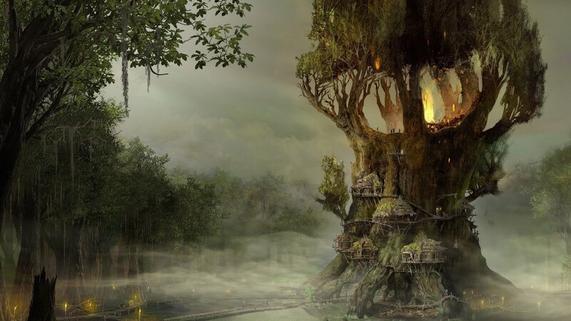 Giant Tree Village — Green, Mysterious