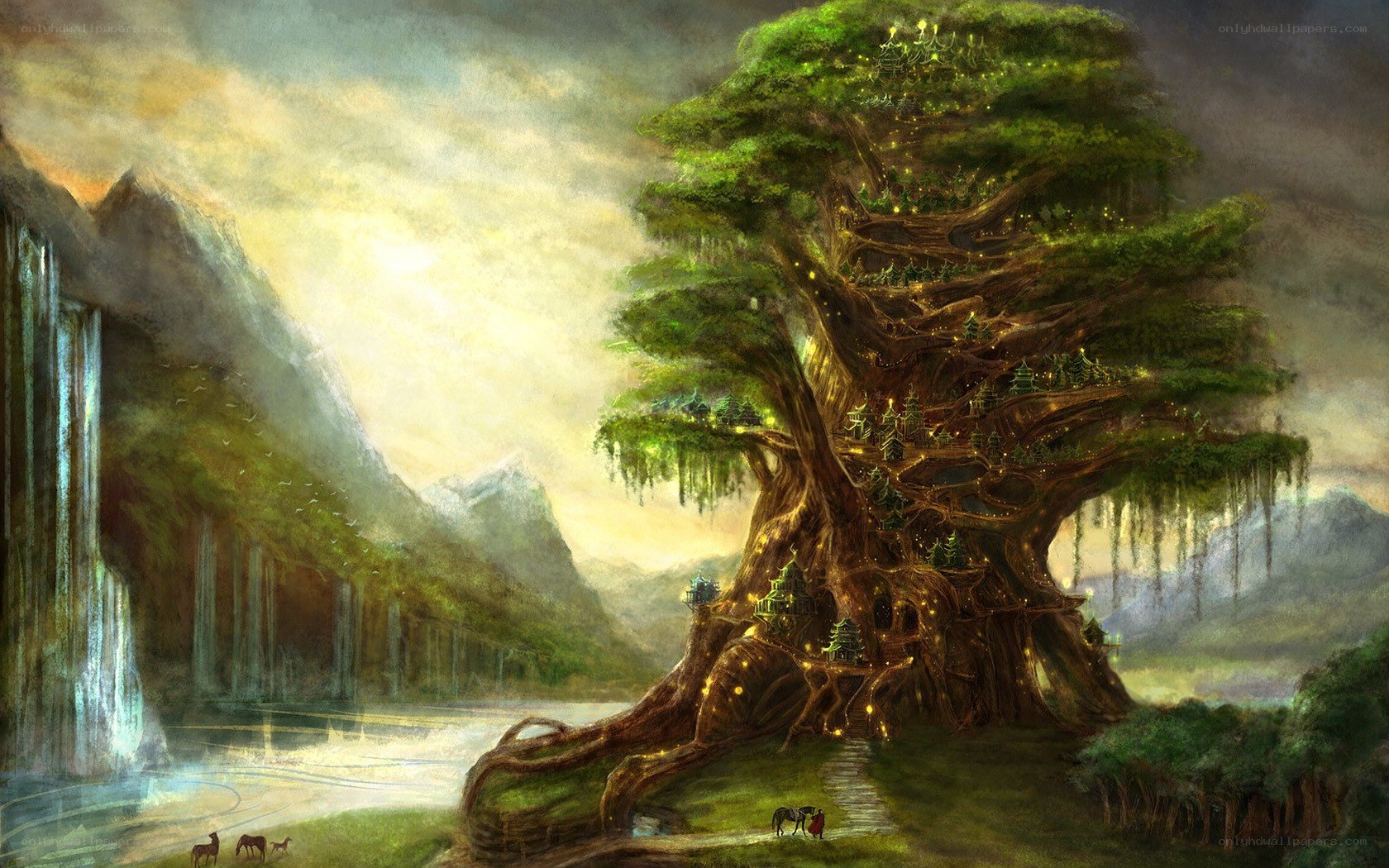 giant tree village in mountains