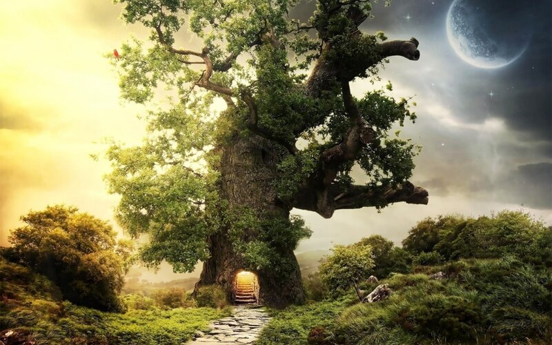 Giant Tree with Door — Green, Fantasy