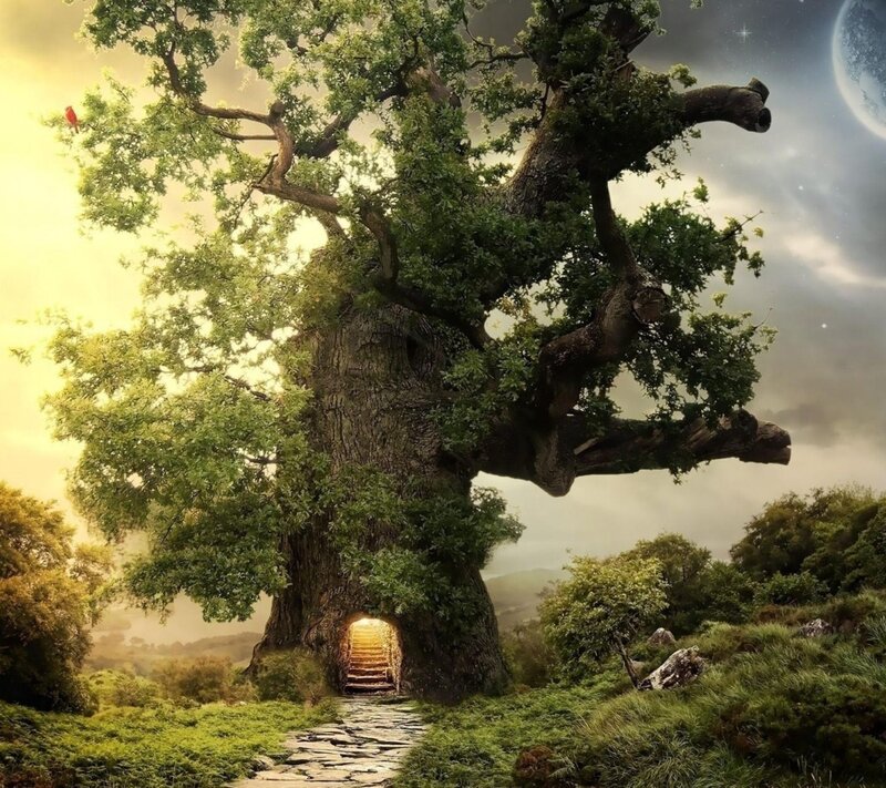 Giant Tree with Doorway — Green, Fantasy