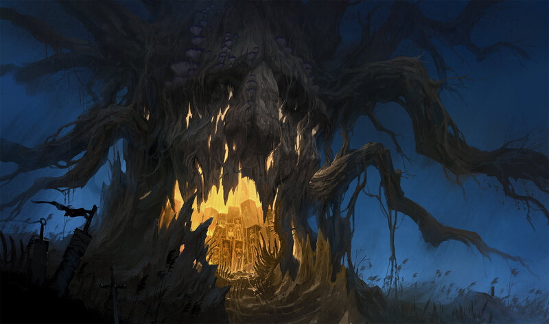 Giant Tree with Glowing Core — Blue