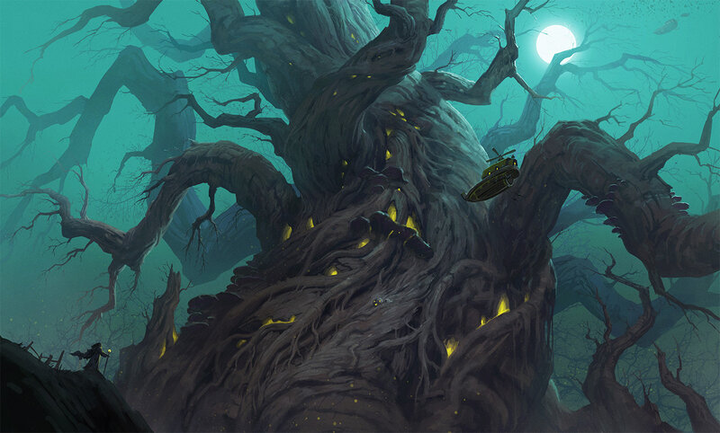 Giant Tree with Glowing Eyes